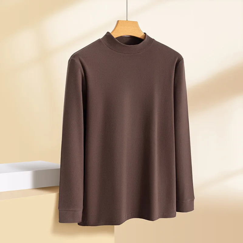 Casual Turtleneck Tee for Men – Solid Color Long Sleeve Autumn/Winter Shirt