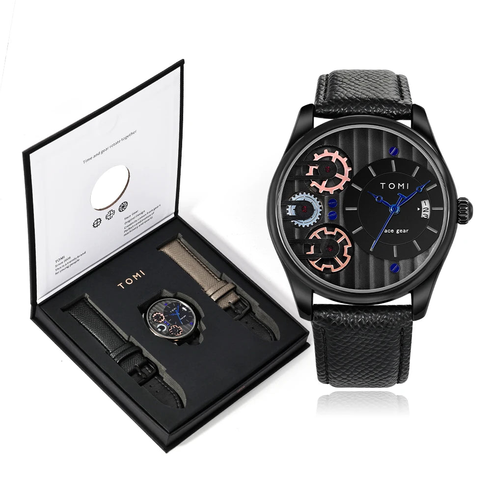 Men's Gift Box Combination Set Watch Luxury and Simple Business Detachable Strap Quartz Watch Men's Watch Festival Gift