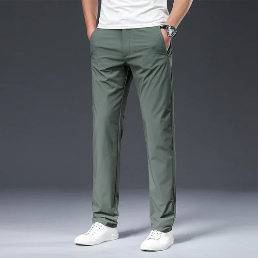 Smart Casual Nylon Work Pants – Relaxed Fit Full-Length Men’s Trousers