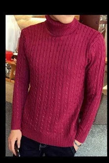 Classic Solid Color Turtleneck Knit Sweater for Men