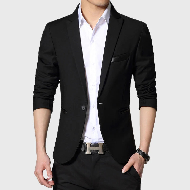 Men’s Casual One-Button Blazer – Spring Autumn Smart Jacket
