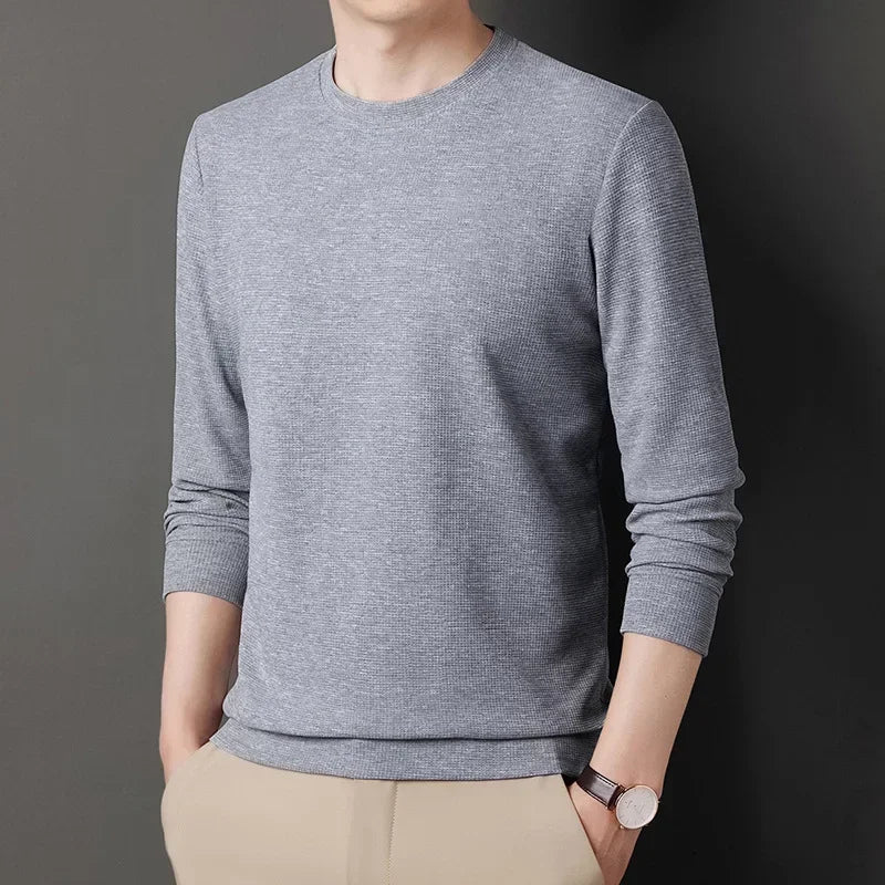 Waffle Knit O-Neck Pullover Sweater