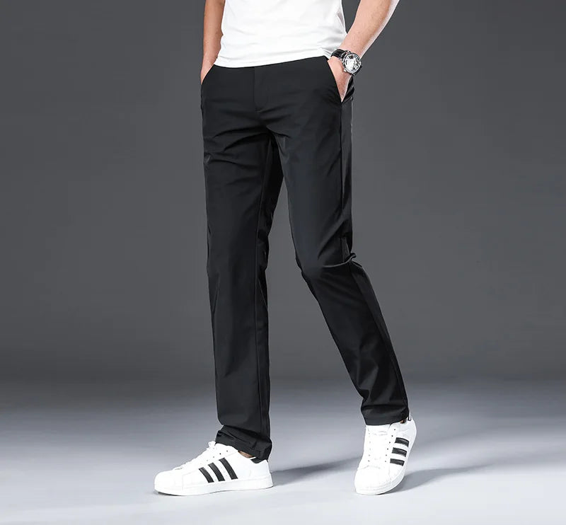 Summer Stretch Straight-Leg Men’s Pants – Lightweight Casual Trousers