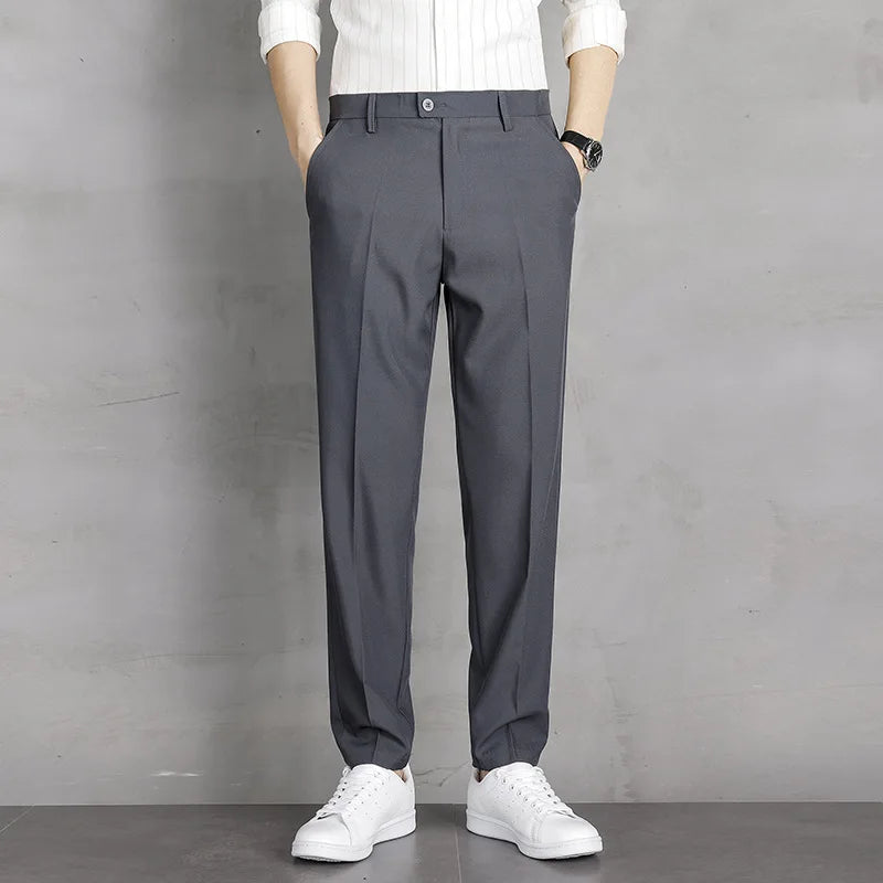 Men’s Summer Straight-Leg Dress Pants – Lightweight Business Casual Trousers