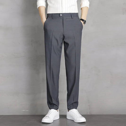 Men’s Summer Straight-Leg Dress Pants – Lightweight Business Casual Trousers