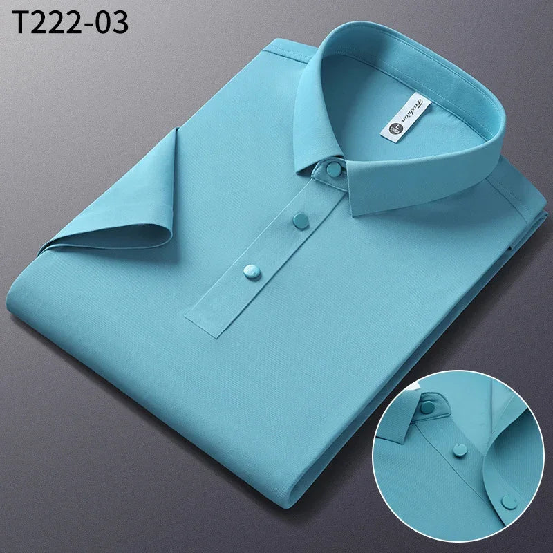 Men’s Smart Casual Polo Shirt – Solid Color Summer Short Sleeve