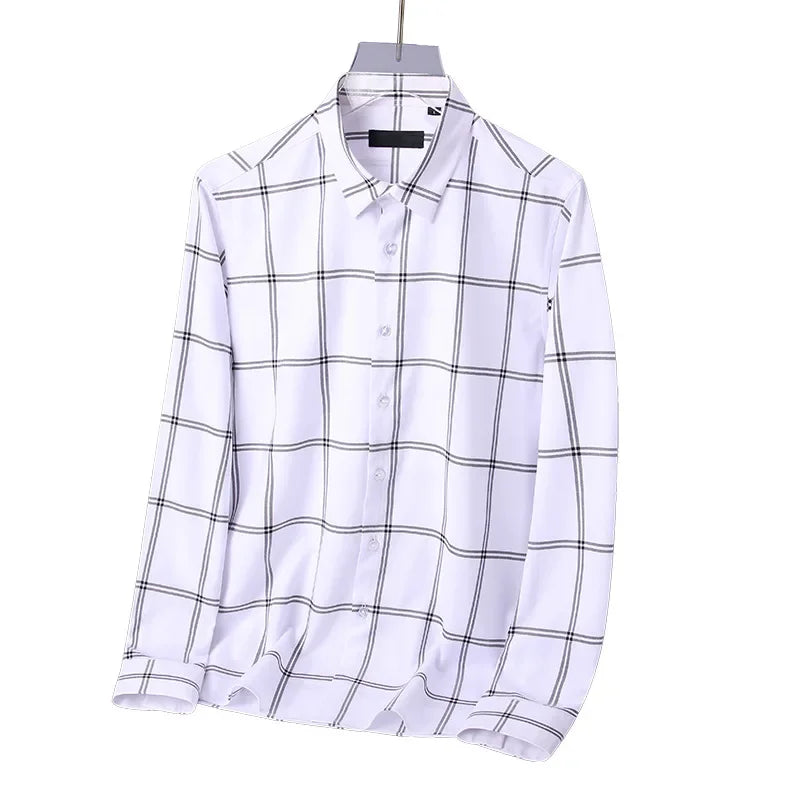 Smart Casual Men’s Slim Fit Shirt – Plaid & Stripe Print