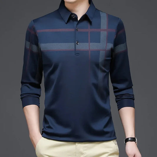 Men’s Slim Fit Smart Casual Tee – Printed Long Sleeve Top