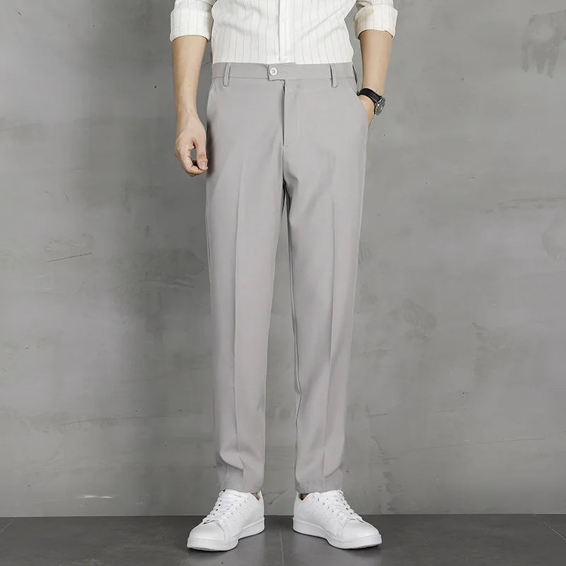 Men’s Summer Straight-Leg Dress Pants – Lightweight Business Casual Trousers