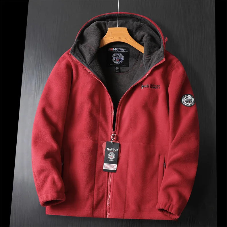 Autumn & Winter Embroidered Fleece Jacket – Full-Zip Casual Outerwear