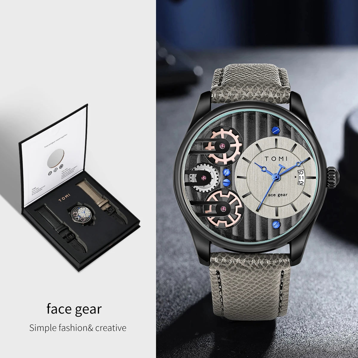 Men's Gift Box Combination Set Watch Luxury and Simple Business Detachable Strap Quartz Watch Men's Watch Festival Gift