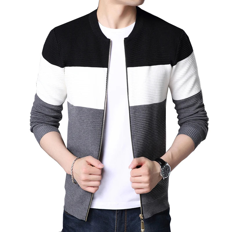 Fashion Striped Knit Cardigan for Men – Warm Casual Outwear