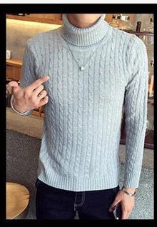 Classic Solid Color Turtleneck Knit Sweater for Men