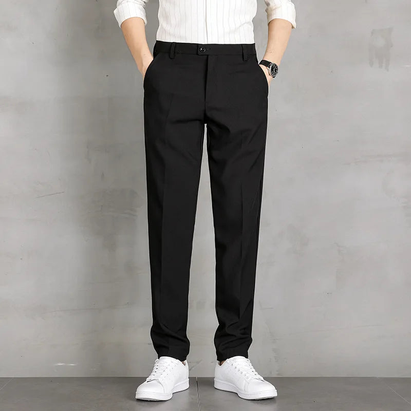 Men’s Summer Straight-Leg Dress Pants – Lightweight Business Casual Trousers